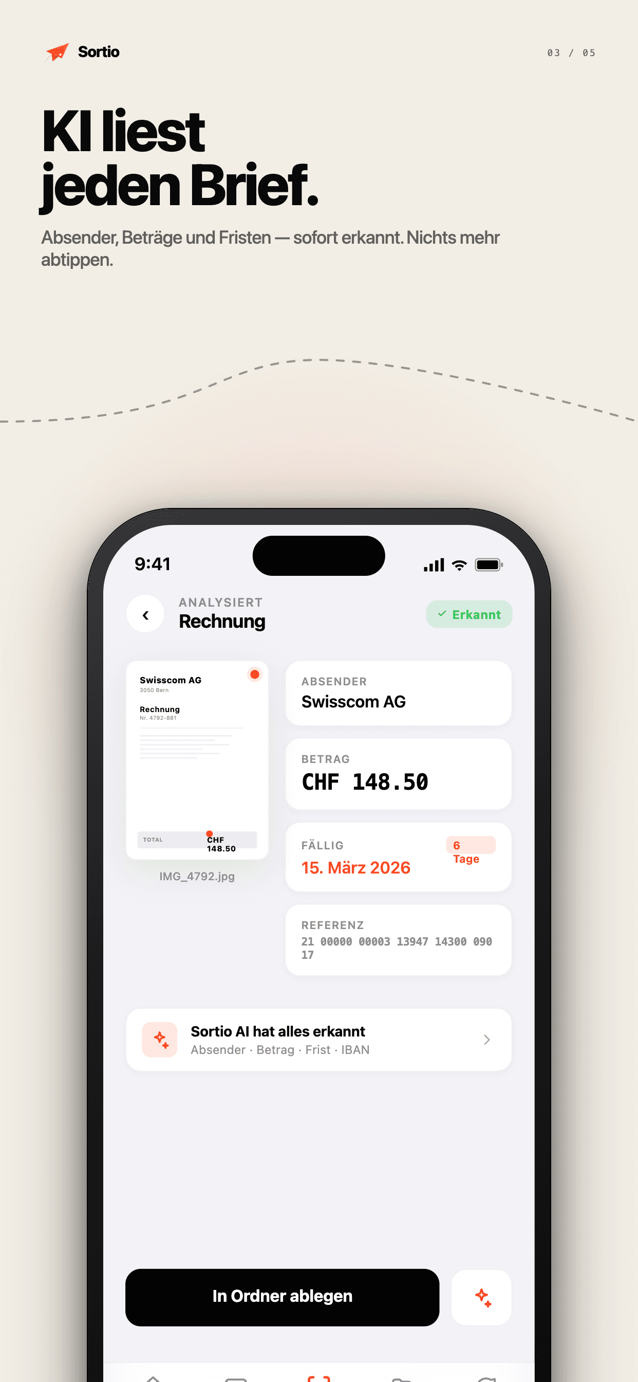 Sortio – KI liest jeden Brief